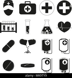 Set of black and white medical themed icons in a 3D style Stock Vector ...