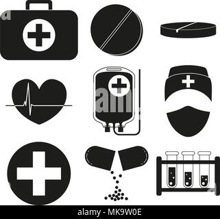 Set of black and white medical themed icons in a 3D style Stock Vector ...