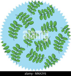 seal stamp with leaves pattern over white background, colorful design. vector illustration Stock Vector