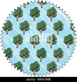 seal stamp with trees pattern over white background, vector illustration Stock Vector