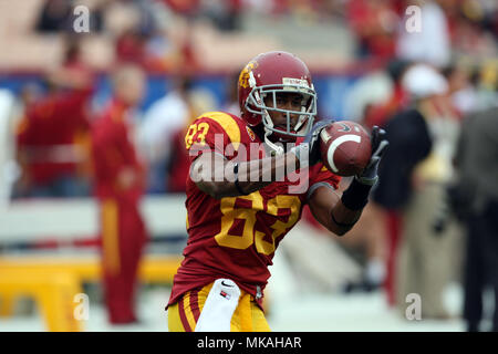 Los Angeles, CA, USA. 16th Oct, 2010. Ronald Johnson #83 of the USC Trojans in action during the game against the Cal Bears at the Los Angeles Memorial Coliseum in Los Angeles, CA. USC won 48-14. Credit: csm/Alamy Live News Stock Photo