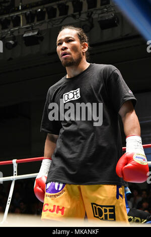 Tokyo, Japan. 7th May, 2018. Valentine Hosokawa (JPN) Boxing : Valentine Hosokawa of Japan before the Japanese super lightweight title bout at Korakuen Hall in Tokyo, Japan . Credit: Hiroaki Yamaguchi/AFLO/Alamy Live News Stock Photo