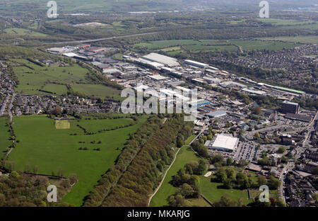 aerial view of Brighouse Industrial Estate on Armytage Road Stock Photo