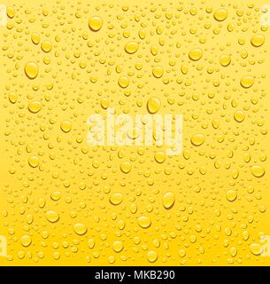 many water drops on yellow background Stock Vector