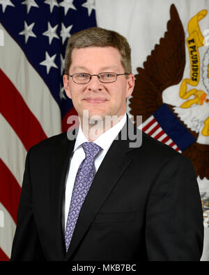 Ryan A. Fisher, Acting Assistant Secretary of the Army (Civil Works), poses for his official portrait in the Army portrait studio at the Pentagon in Arlington, Va., Nov. 6, 2017.  (U.S. Army photo by Monica King) Stock Photo