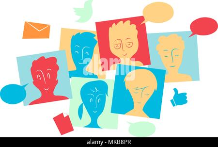 social community interact and share contents, messages and file Stock Vector