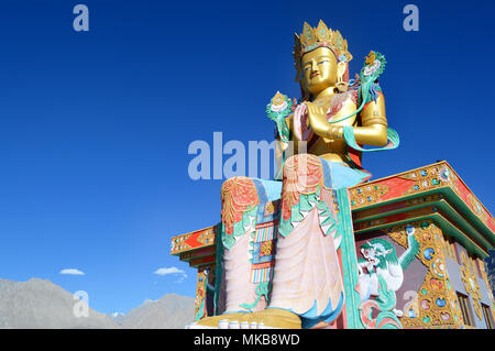 Sitting buddha statue. Diskit Monastery. Nubra valley travel. Ladakh monastery Stock Photo