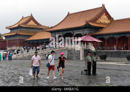Crowd, people, tourists visiting the Forbidden City in Beijing, China, Asia. Chinese travel, holidays, tourism Stock Photo