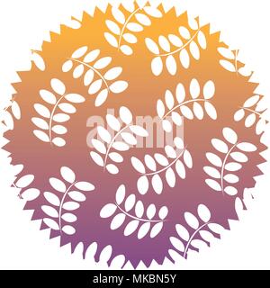 seal stamp with leaves pattern over white background, colorful design. vector illustration Stock Vector