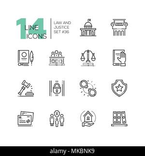Law and justice - set of line design style icons Stock Vector