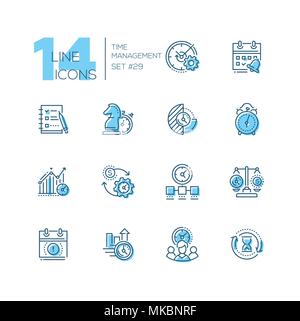 Time management - set of line design style icons Stock Vector