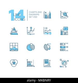 Charts and diagrams - set of line design style icons Stock Vector