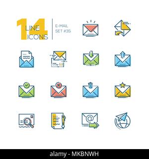 Email - set of line design style icons Stock Vector