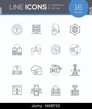 Modern technology - vector line design style icons set Stock Vector