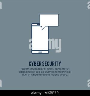 cyber security design with smartphone with speech bubble icon over gray background, colorful design. vector illustration Stock Vector