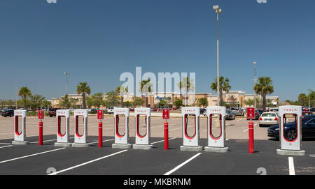 West Melbourne, Florida - Tesla electric car Supercharger station. Stock Photo