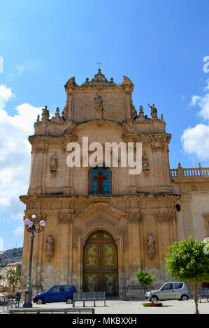 View of Madonna del Carmine Church, Scicli, Ragusa, Sicily, Italy, Europe, Baroque Stock Photo
