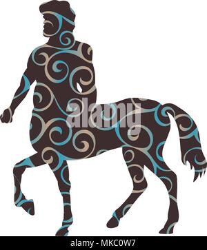 Centaur pattern silhouette ancient mythology fantasy Stock Vector