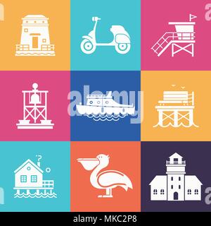 Summer Travel Icons Set Stock Vector