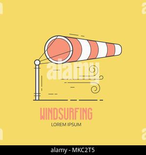 Windsurfing Logo with Wind Sock Stock Vector