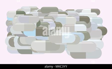 Abstract illustrations of capsules, medicine or pills, conceptual pattern. Good for design background. Pharmacy health conceptual. Vector graphic. Stock Vector