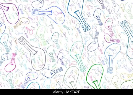 Abstract light bulbs illustrations background pattern. Idea conceptual. Vector graphic. Stock Vector