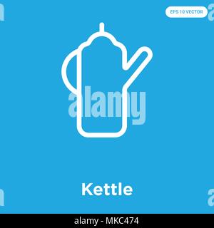 Kettle vector icon isolated on blue background, sign and symbol Stock Vector