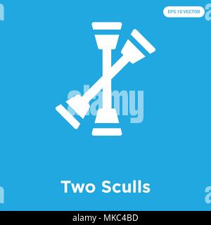 Two Sculls vector icon isolated on blue background, sign and symbol Stock Vector
