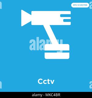 Cctv vector icon isolated on blue background, sign and symbol Stock Vector