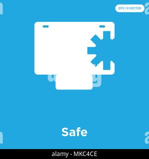 Safe vector icon isolated on blue background, sign and symbol Stock Vector