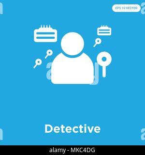 Detective vector icon isolated on blue background, sign and symbol Stock Vector