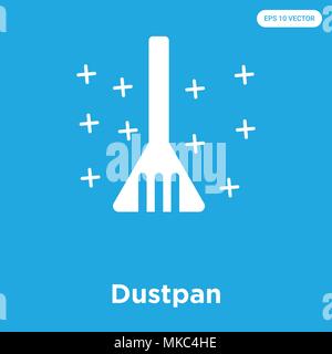 Dustpan vector icon isolated on blue background, sign and symbol Stock Vector