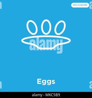 Eggs vector icon isolated on blue background, sign and symbol Stock Vector