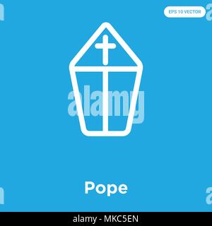 Pope vector icon isolated on blue background, sign and symbol Stock Vector