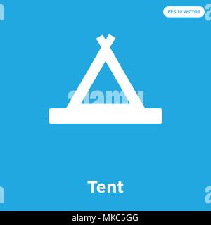 Tent vector icon isolated on blue background, sign and symbol Stock Vector