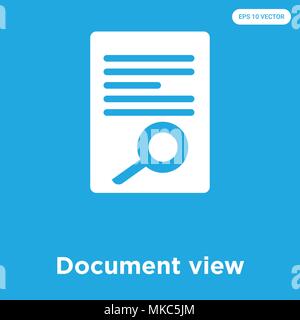 Document view vector icon isolated on blue background, sign and symbol Stock Vector