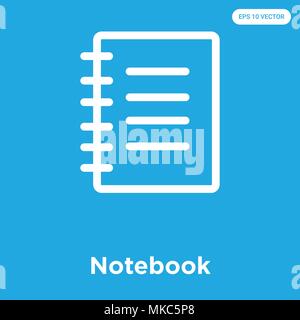 Notebook vector icon isolated on blue background, sign and symbol Stock Vector