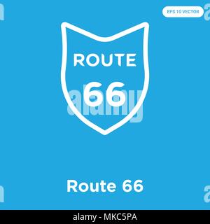 Route 66 vector icon isolated on blue background, sign and symbol Stock Vector