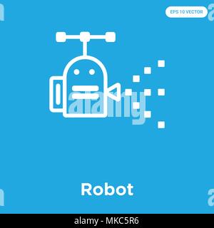Robot vector icon isolated on blue background, sign and symbol Stock Vector