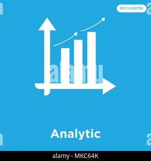 Analytic vector icon isolated on blue background, sign and symbol Stock Vector