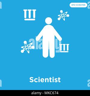 Scientist vector icon isolated on blue background, sign and symbol Stock Vector