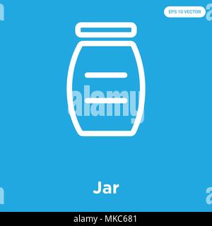 Jar vector icon isolated on blue background, sign and symbol Stock Vector