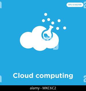 Cloud computing vector icon isolated on blue background, sign and symbol Stock Vector