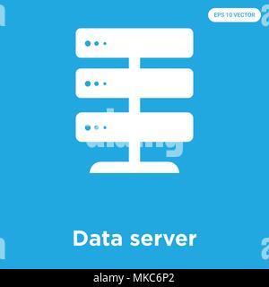 Data server vector icon isolated on blue background, sign and symbol Stock Vector
