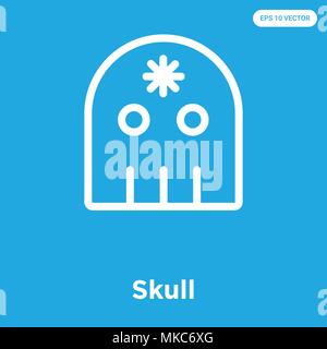 Skull vector icon isolated on blue background, sign and symbol Stock Vector