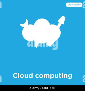Cloud computing vector icon isolated on blue background, sign and symbol Stock Vector