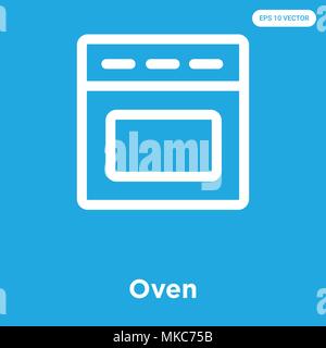 Oven vector icon isolated on blue background, sign and symbol Stock Vector
