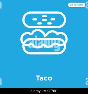 Taco vector icon isolated on blue background, sign and symbol Stock Vector