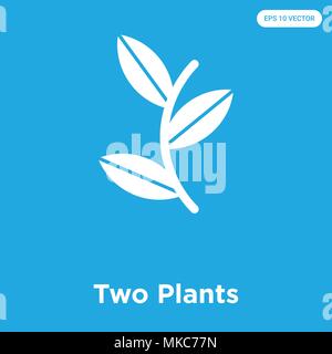 Two Plants vector icon isolated on blue background, sign and symbol Stock Vector