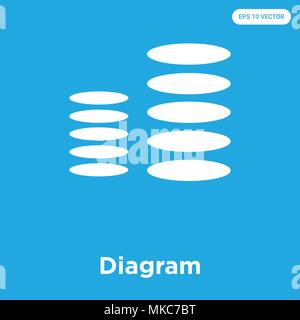 Diagram vector icon isolated on blue background, sign and symbol Stock Vector